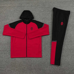 2425 A.C. Milan red Hooded Long zipper jacket set