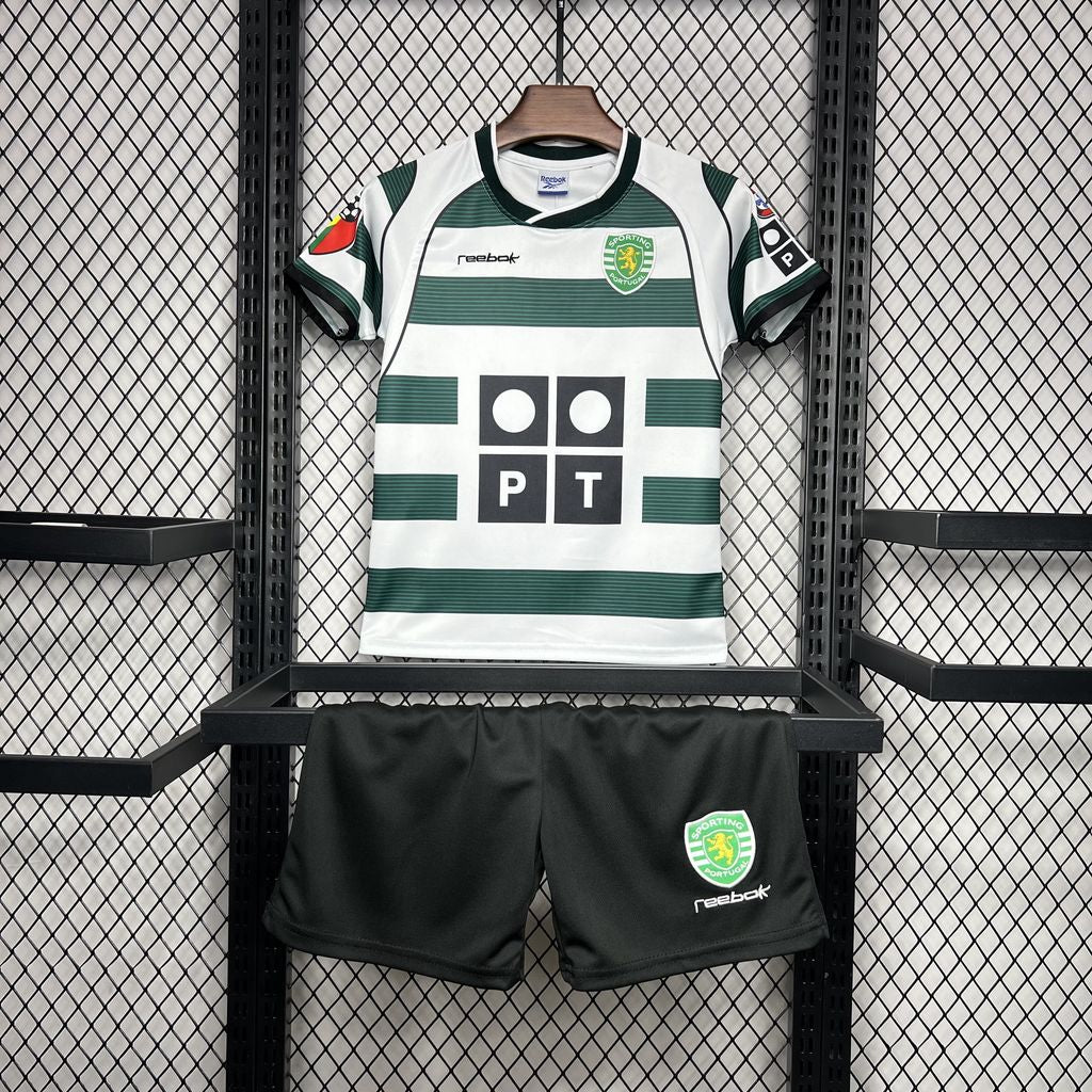 Sporting CP 2001/03 Home Kids Retro Jersey And Shorts